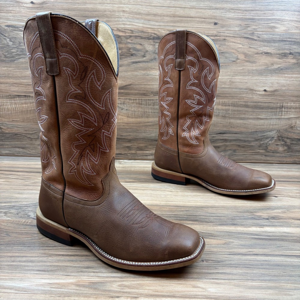 Horse Power Sugared Tang Mens 11D Square Toe 13" Western Brown Boots HP1838